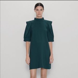 Zara, mini dress, forest green